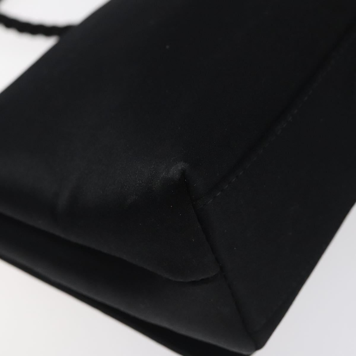 CHANEL Shoulder Bag Silk Black Gold CC Auth 123511