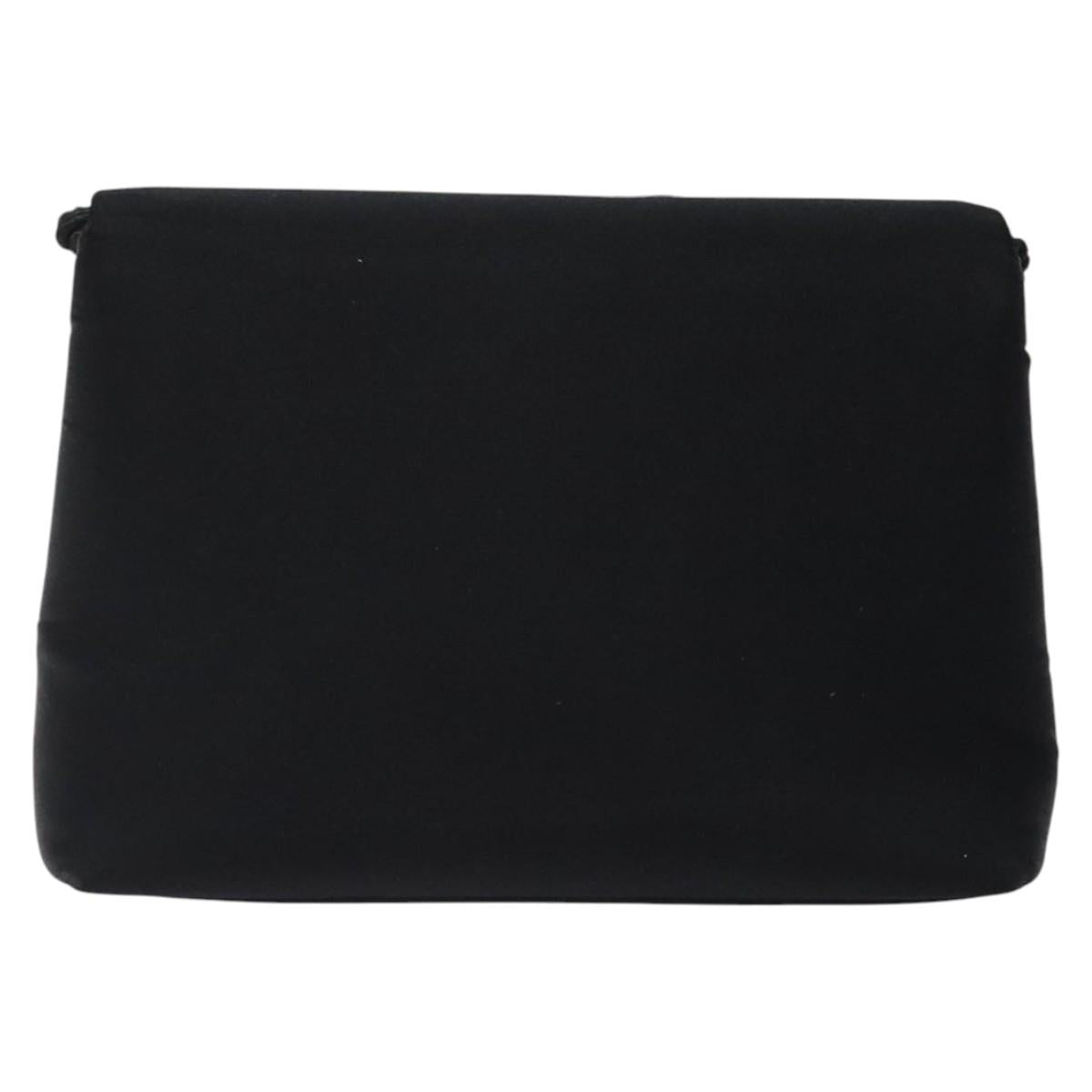 CHANEL Shoulder Bag Silk Black Gold CC Auth 123511