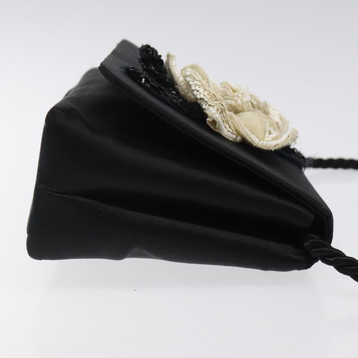 CHANEL Shoulder Bag Silk Black Gold CC Auth 123511