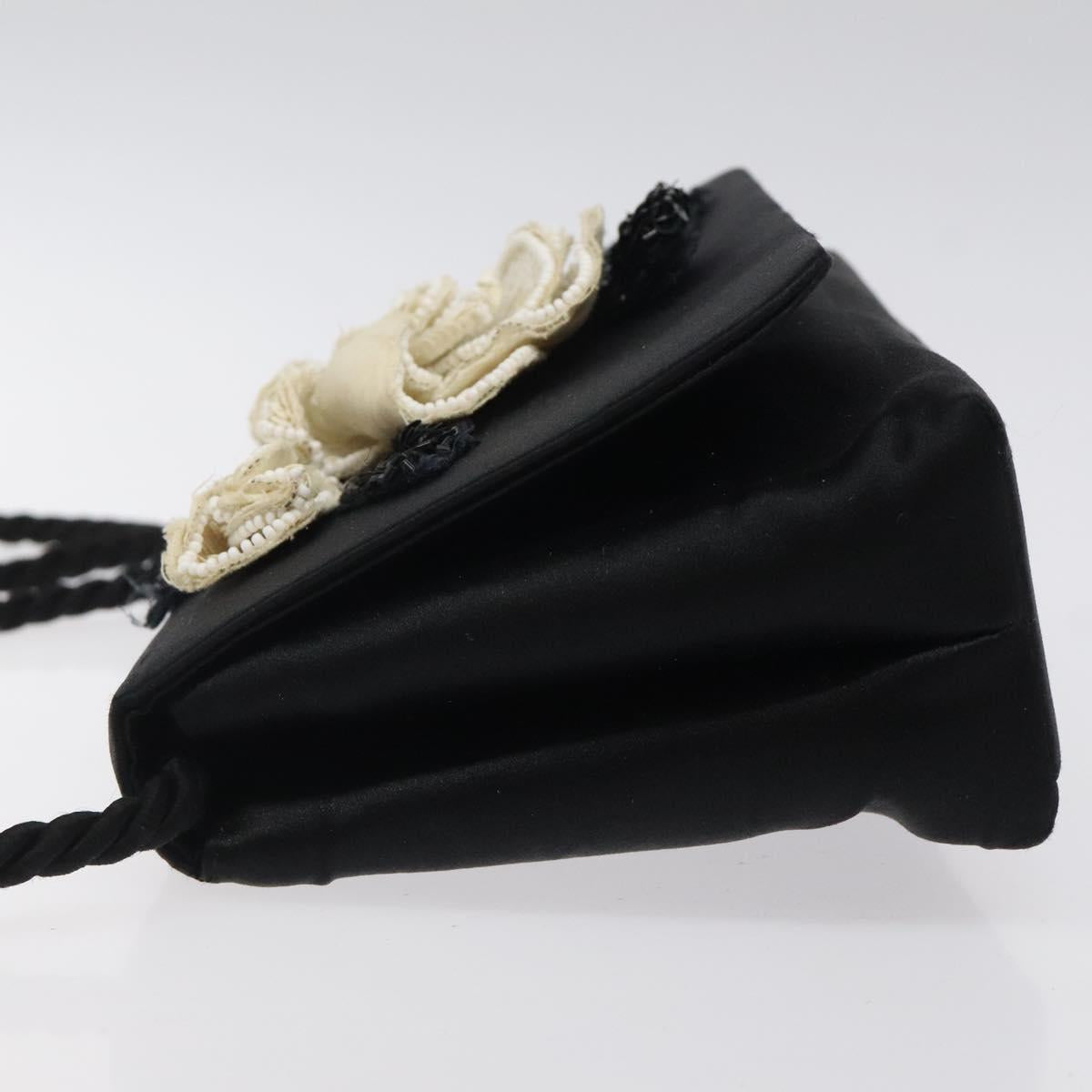 CHANEL Shoulder Bag Silk Black Gold CC Auth 123511