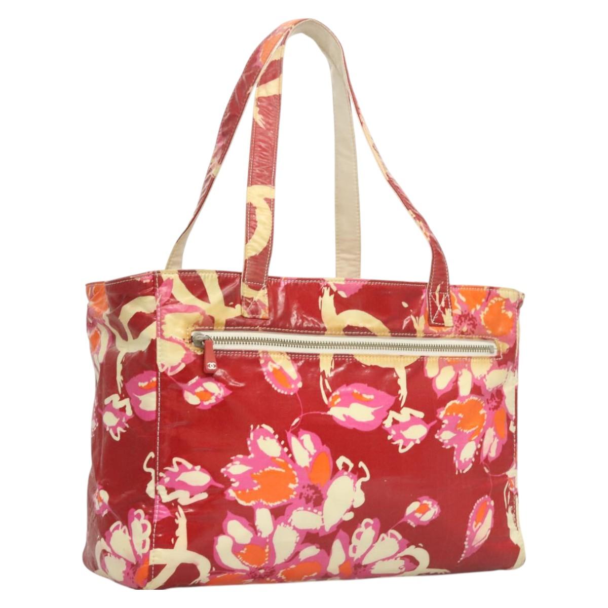 CHANEL High Summer Tote Bag Enamel Red CC Auth 123514
