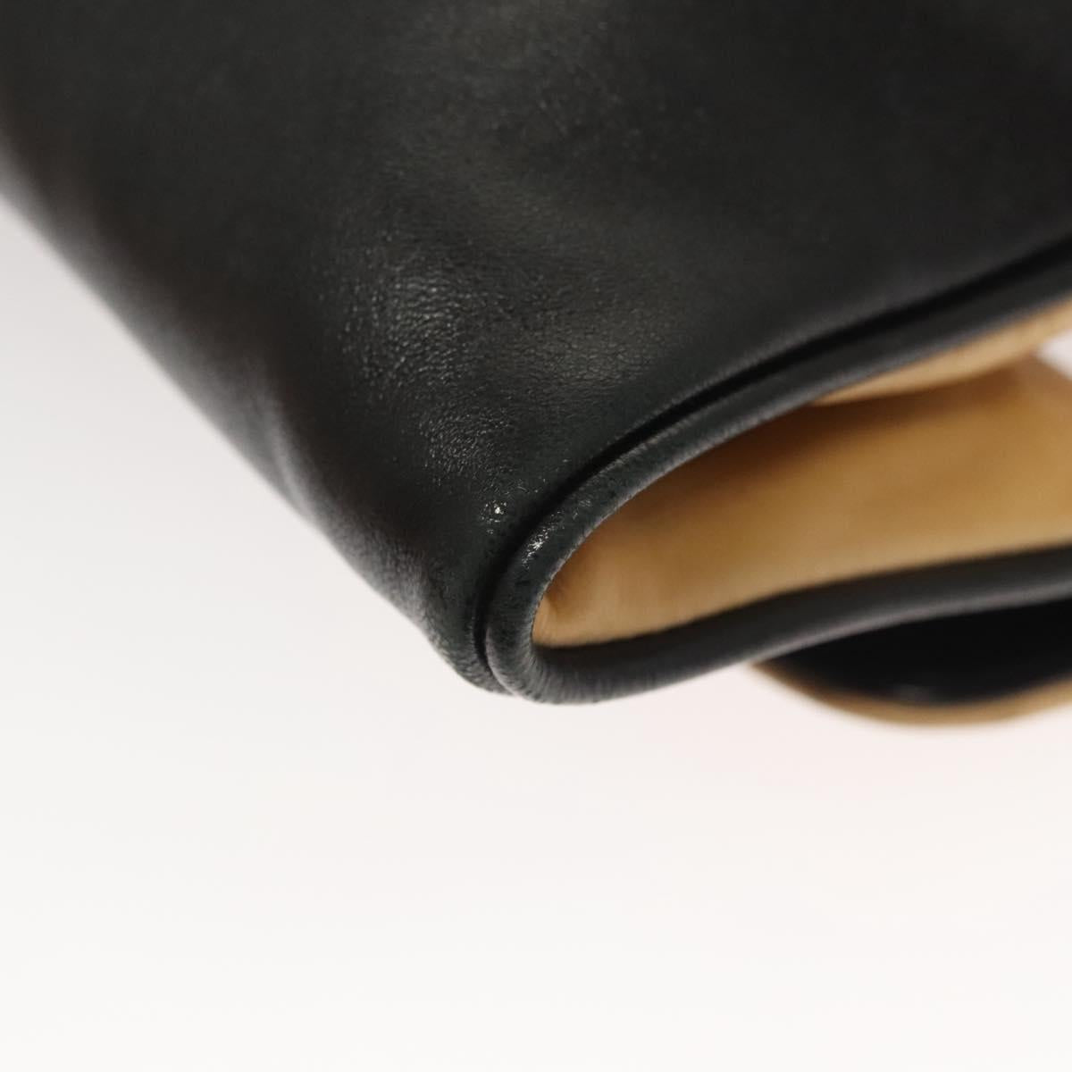 CHANEL Choco Bar Hand Bag Lamb Skin Beige Black CC Auth 123516V