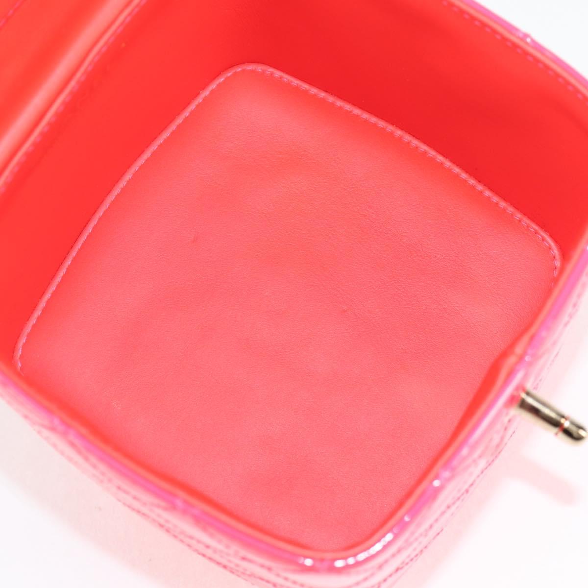 CHANEL Matelasse Vanity Pouch Enamel Pink Gold CC Auth 123518SAM