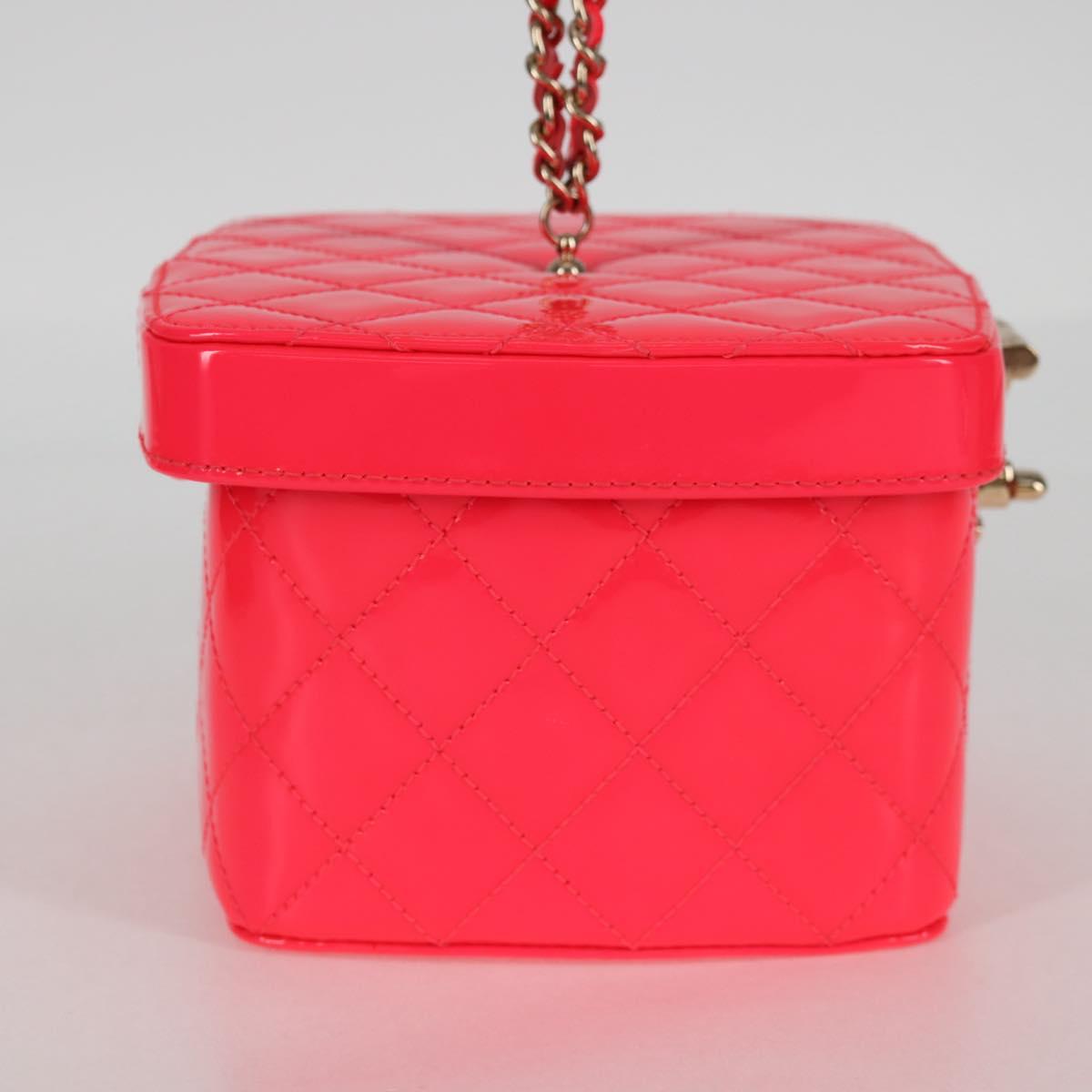 CHANEL Matelasse Vanity Pouch Enamel Pink Gold CC Auth 123518SAM