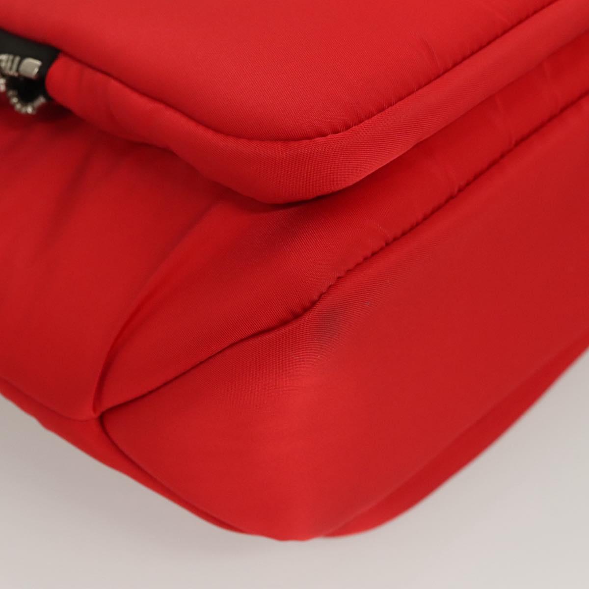 PRADA Hand Bag Nylon Red Silver Auth 123522V