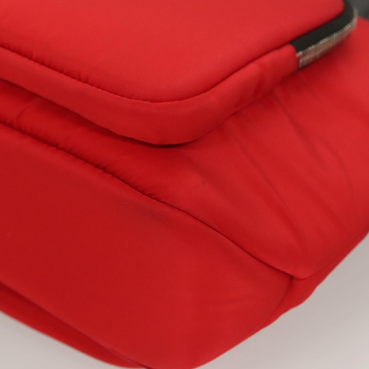 PRADA Hand Bag Nylon Red Silver Auth 123522V