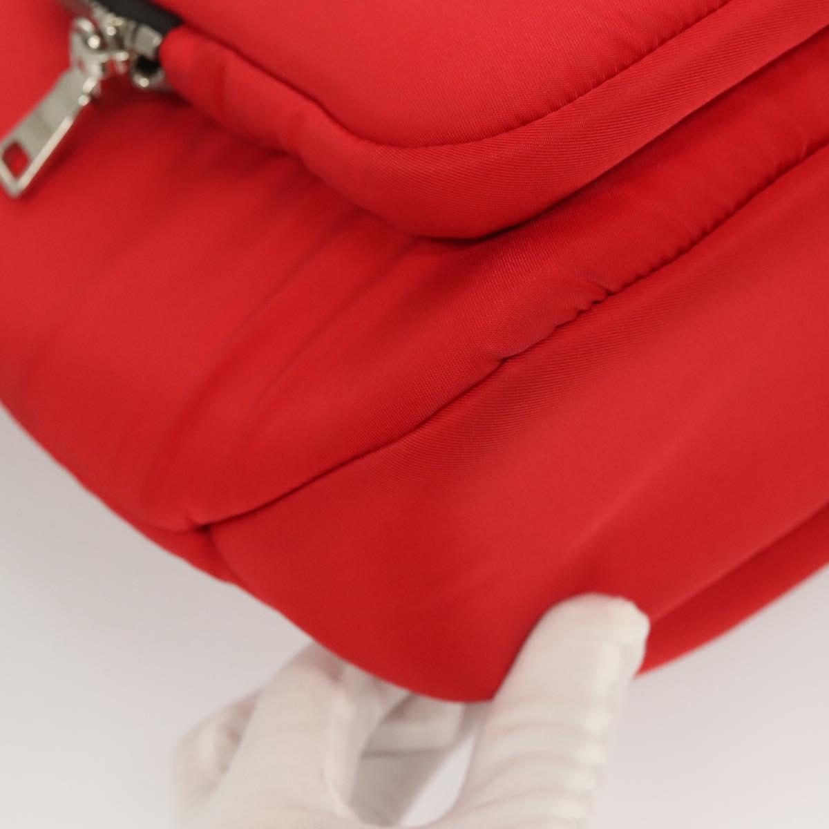 PRADA Hand Bag Nylon Red Silver Auth 123522V