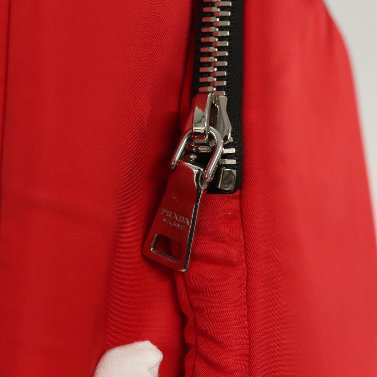 PRADA Hand Bag Nylon Red Silver Auth 123522V