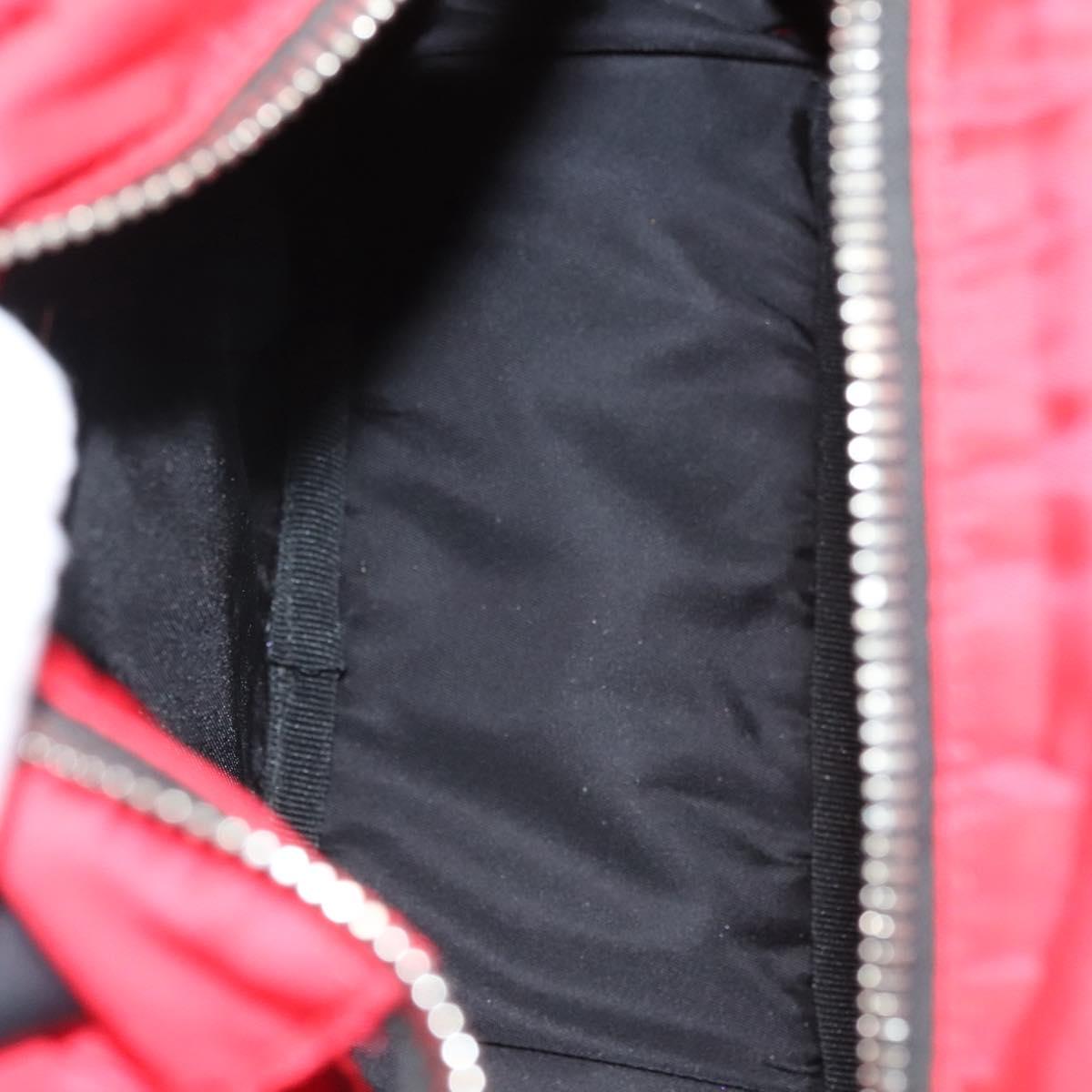 PRADA Hand Bag Nylon Red Silver Auth 123522V