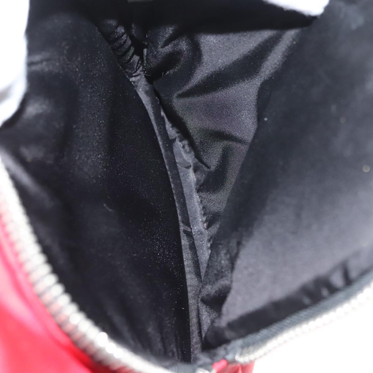 PRADA Hand Bag Nylon Red Silver Auth 123522V