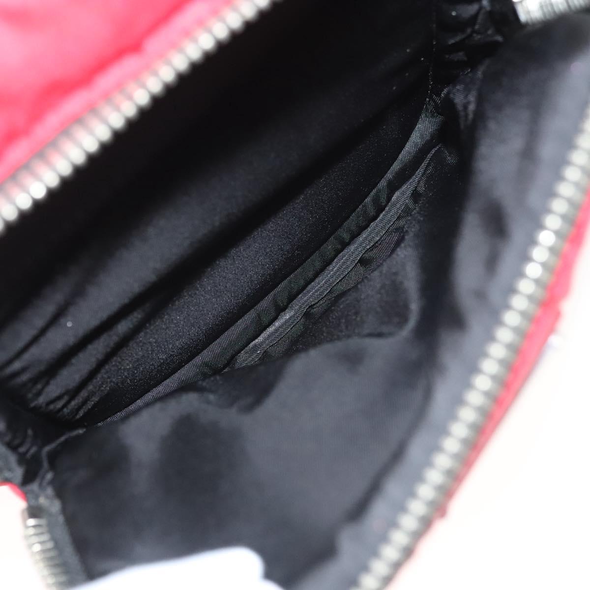 PRADA Hand Bag Nylon Red Silver Auth 123522V