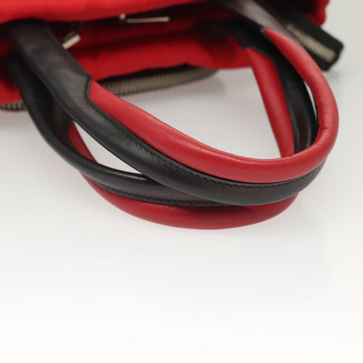 PRADA Hand Bag Nylon Red Silver Auth 123522V