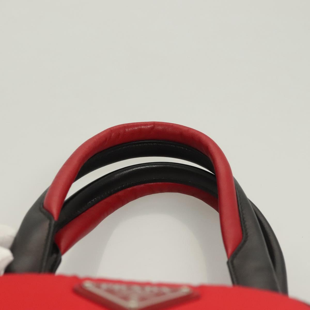 PRADA Hand Bag Nylon Red Silver Auth 123522V