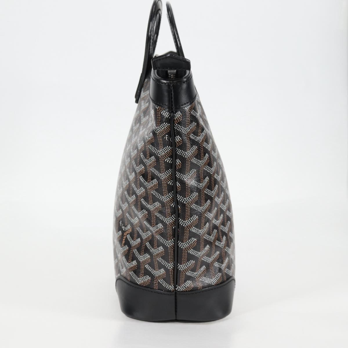GOYARD Herringbone Hand Bag PVC Leather Black Silver Auth 123524SAM
