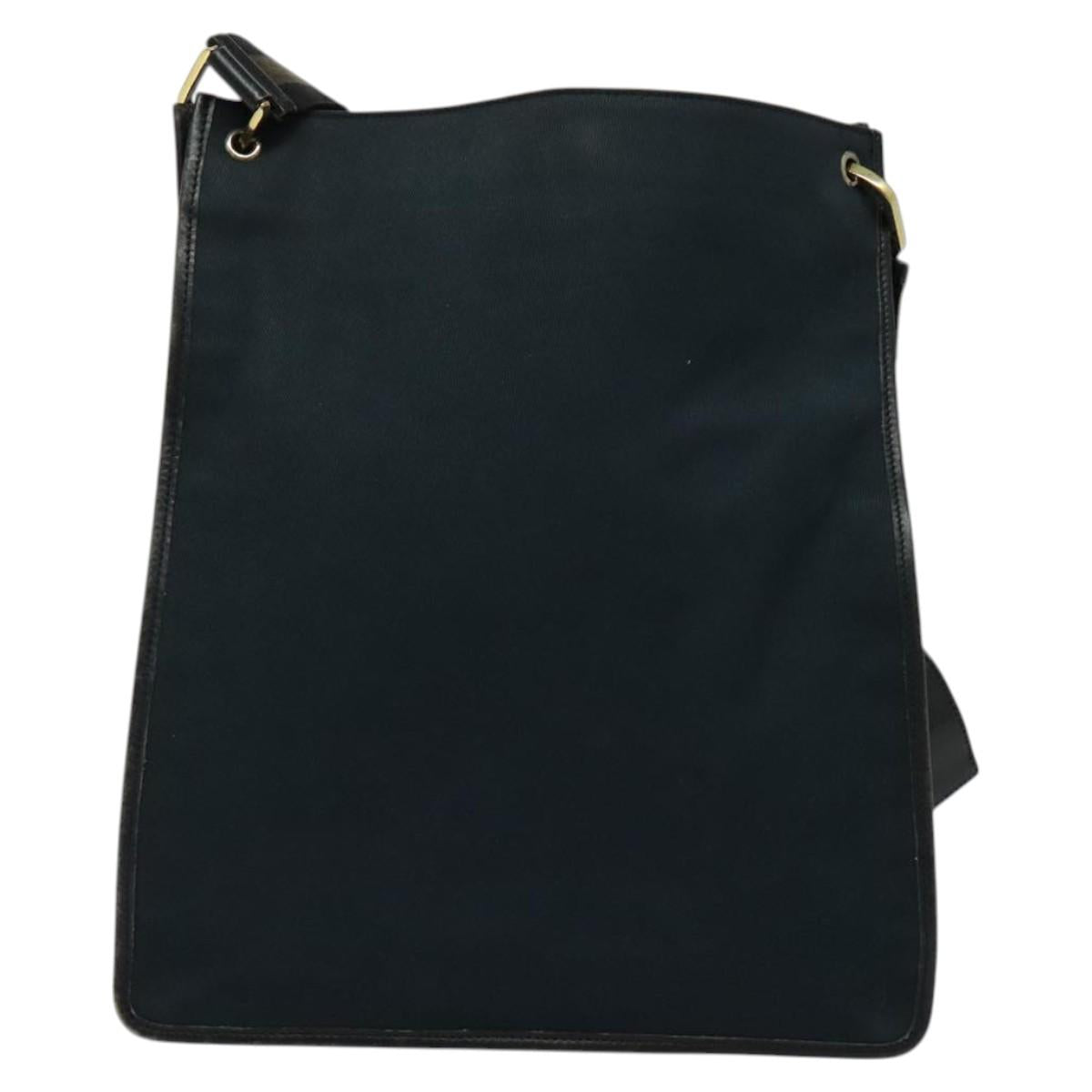 GUCCI Shoulder Bag Canvas Navy Gold 90657 Auth 123560