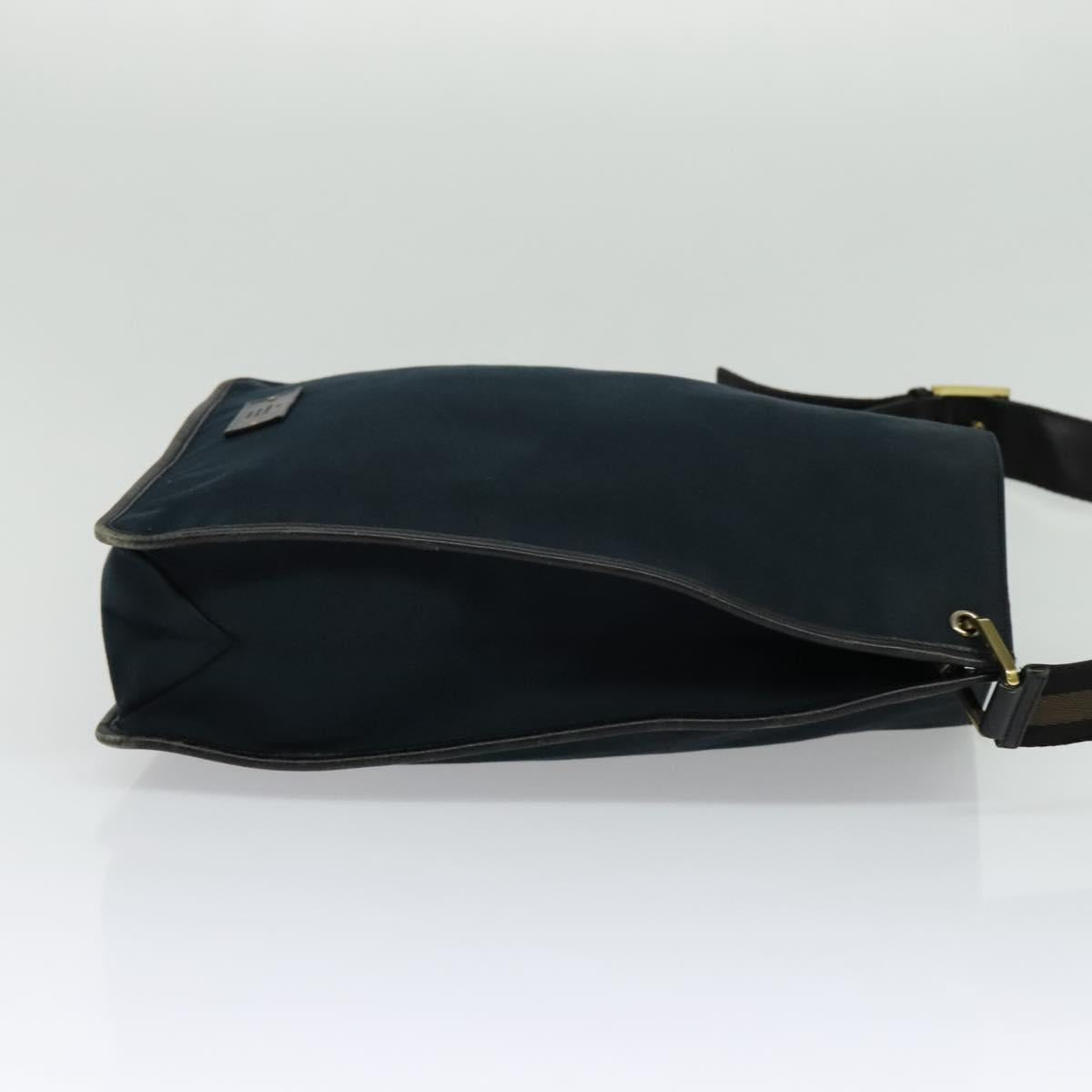 GUCCI Shoulder Bag Canvas Navy Gold 90657 Auth 123560