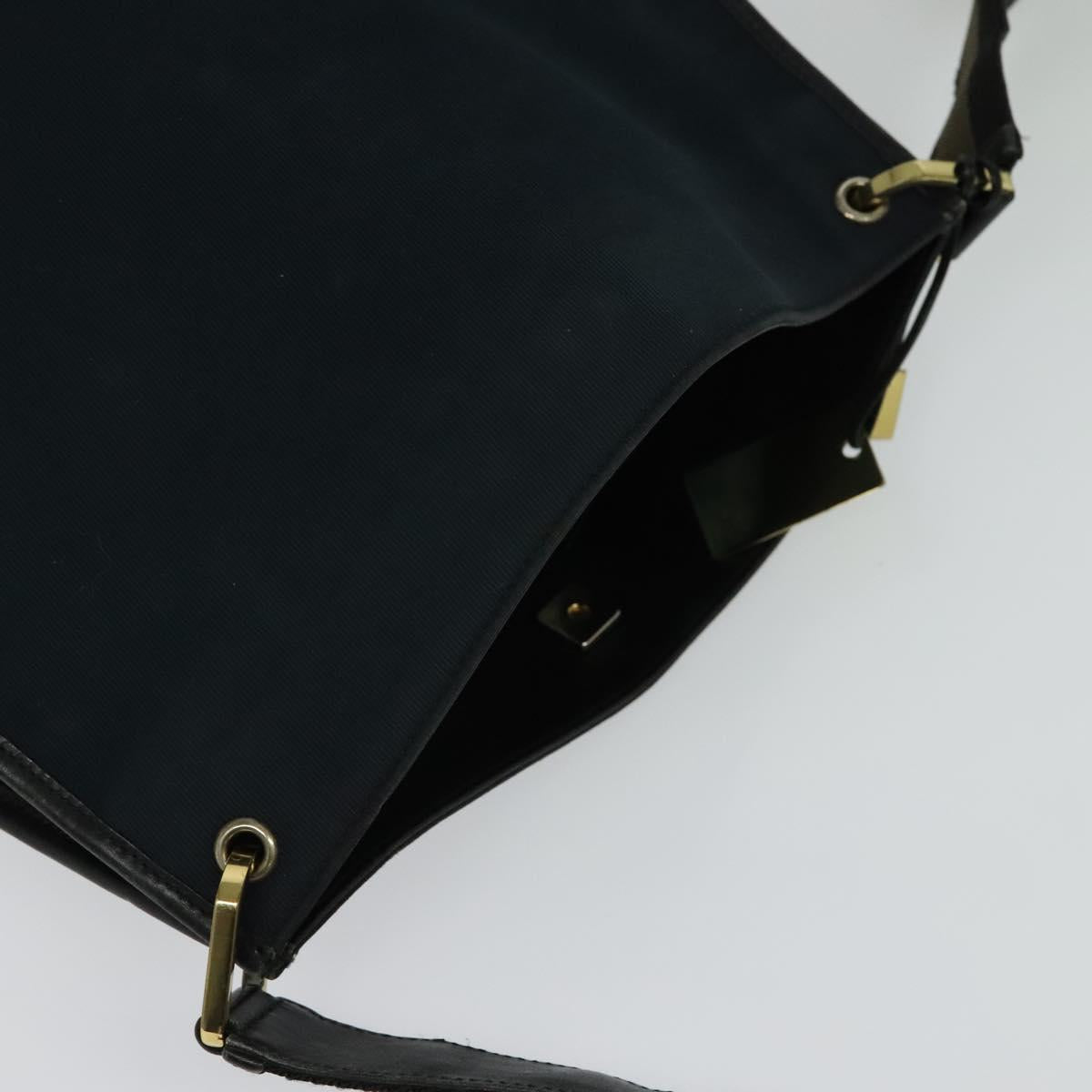 GUCCI Shoulder Bag Canvas Navy Gold 90657 Auth 123560