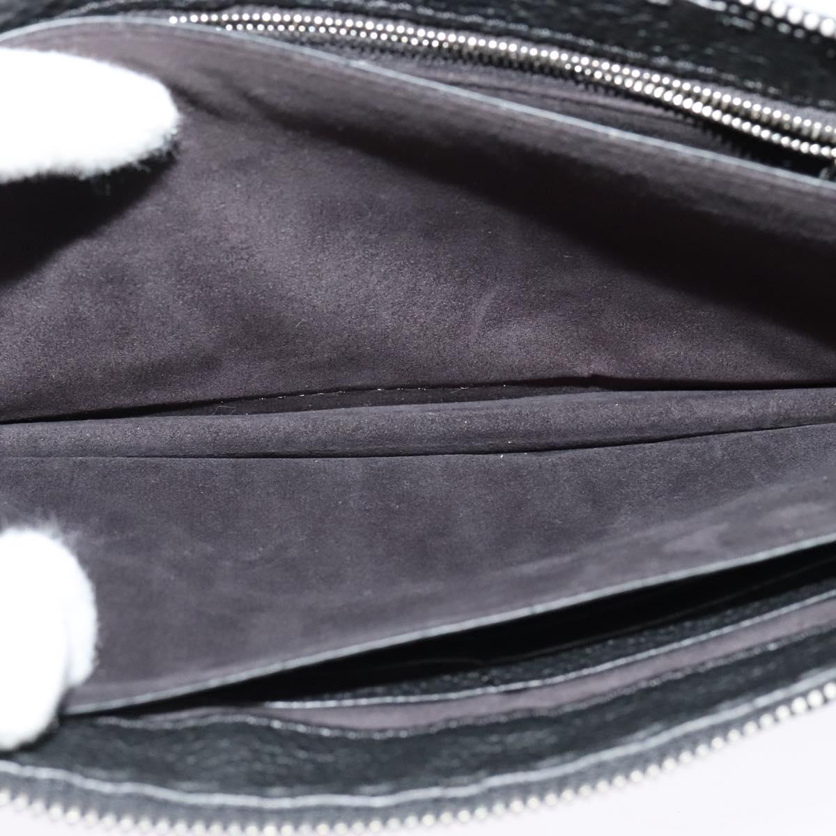 FENDI Monster Clutch Bag Leather Black Silver Auth 123564