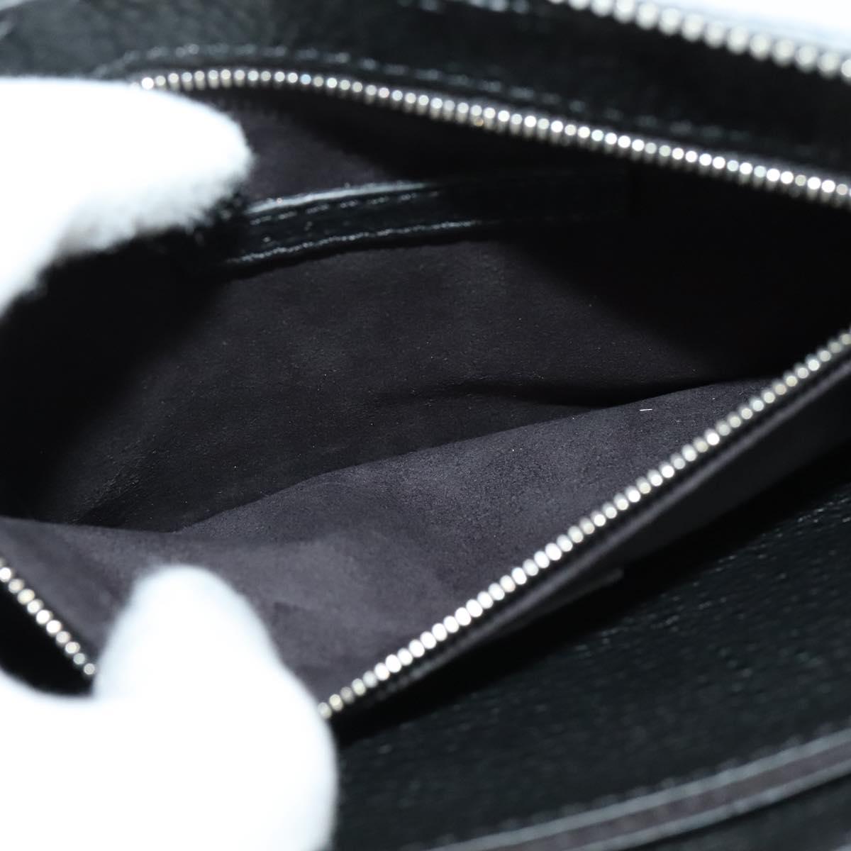 FENDI Monster Clutch Bag Leather Black Silver Auth 123564