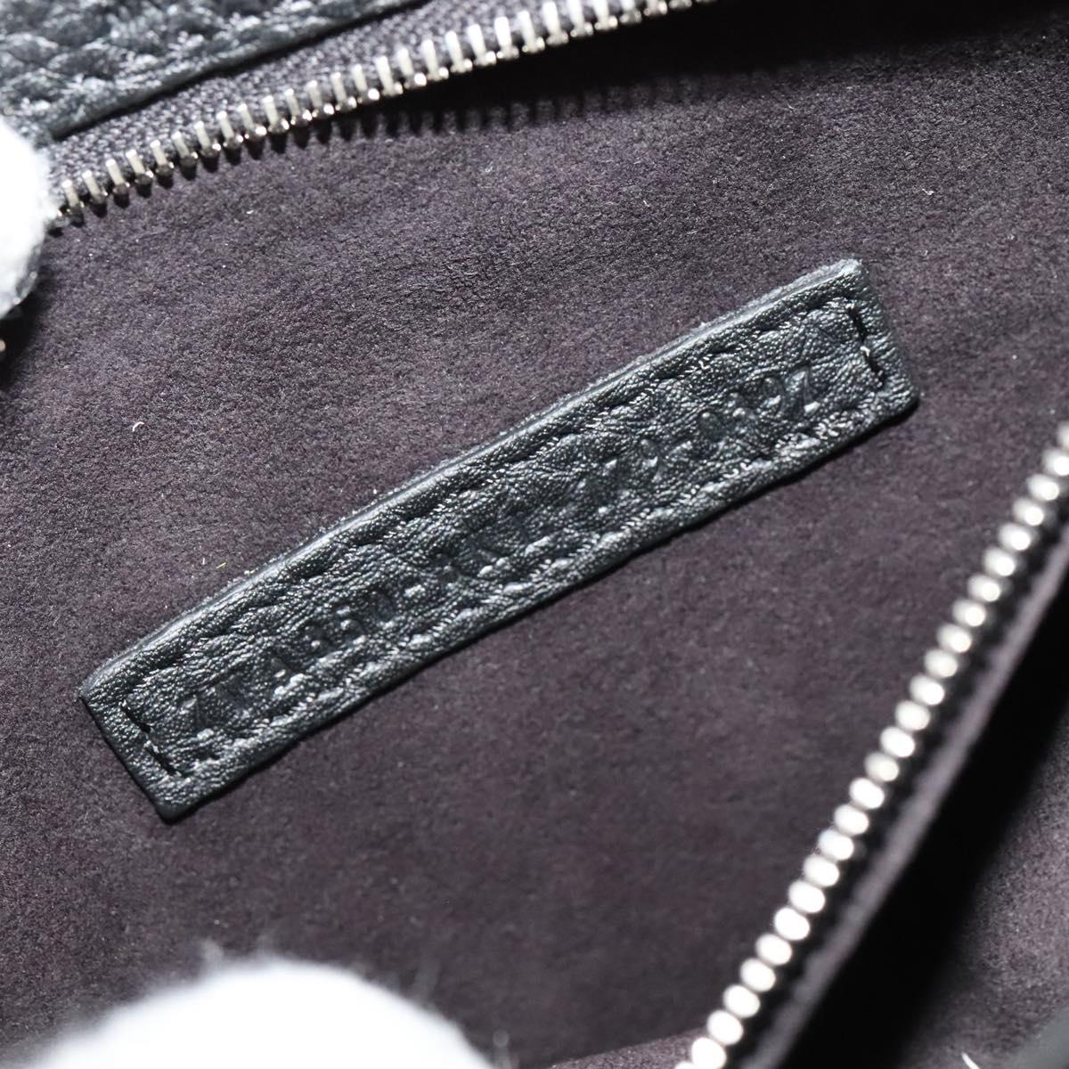 FENDI Monster Clutch Bag Leather Black Silver Auth 123564