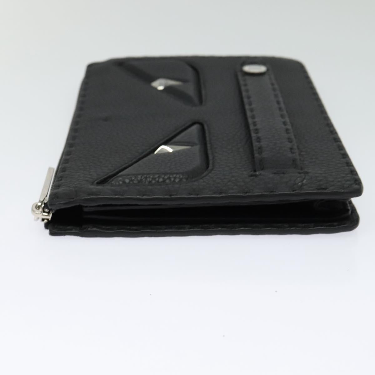 FENDI Monster Clutch Bag Leather Black Silver Auth 123564