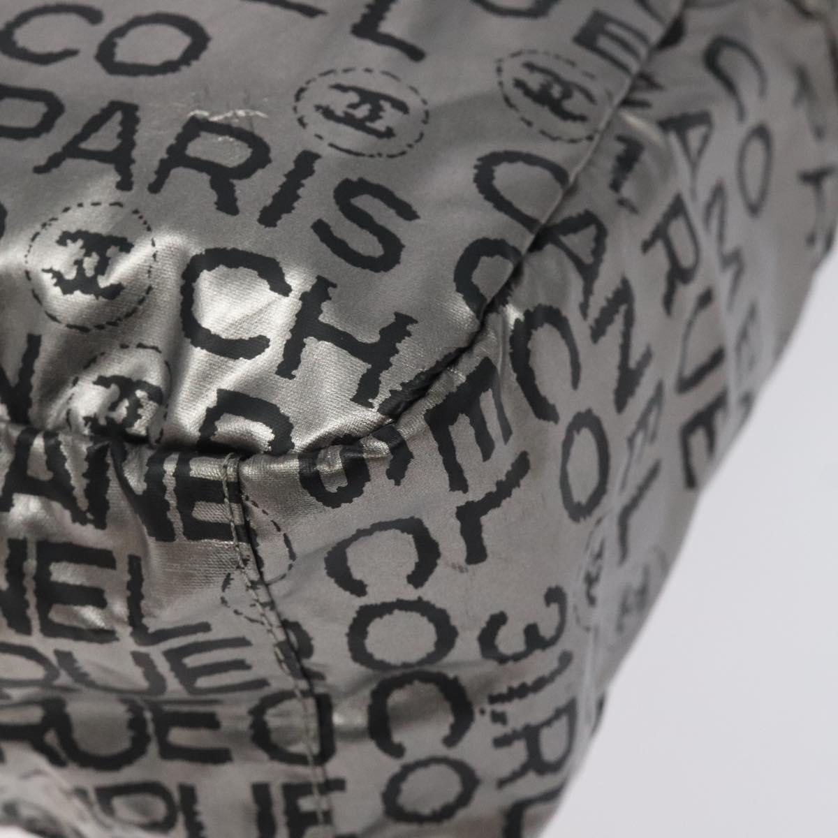 CHANEL Unlimited Shoulder Bag Nylon Silver CC Auth 123569