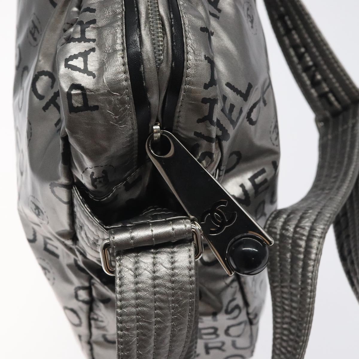 CHANEL Unlimited Shoulder Bag Nylon Silver CC Auth 123569