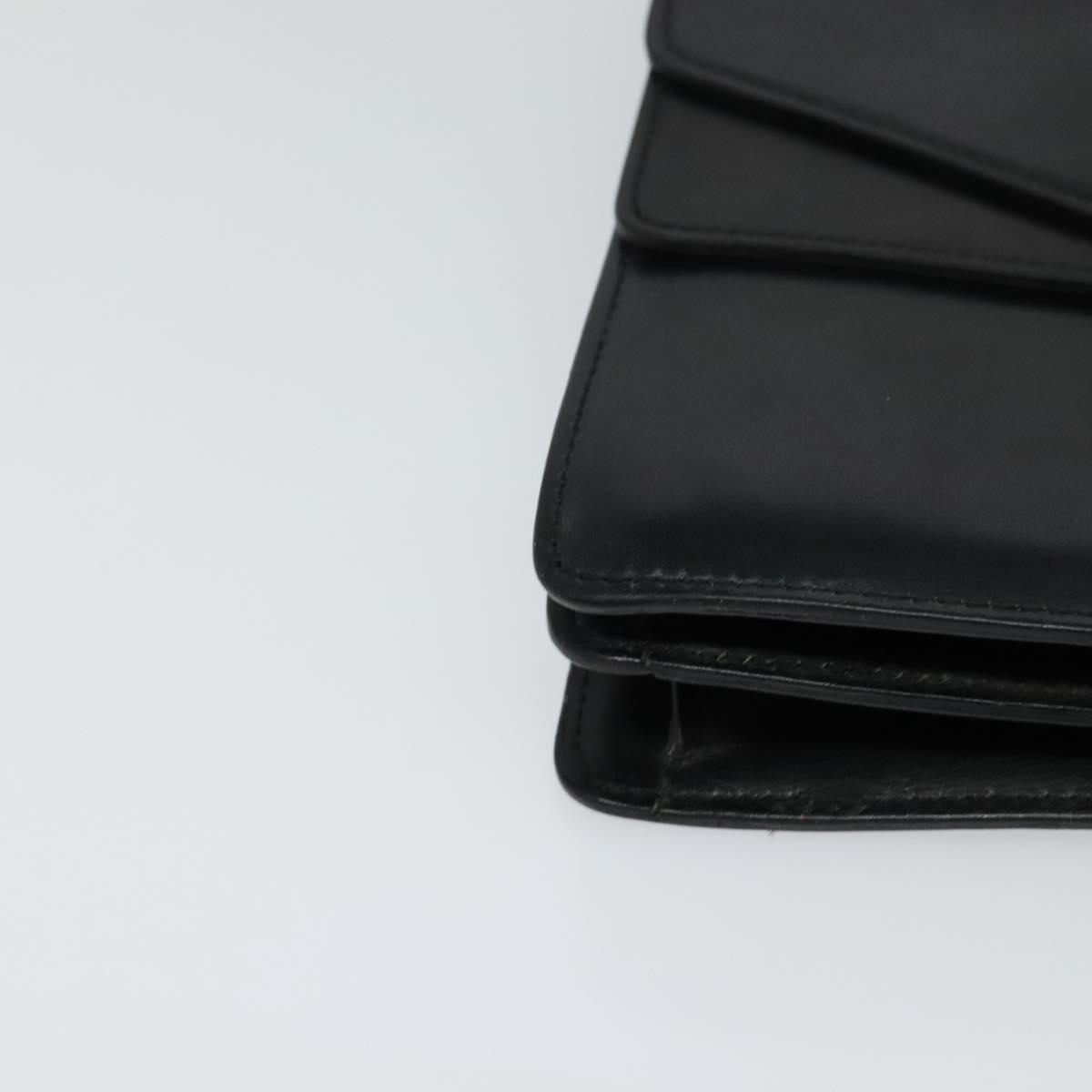 CELINE Hand Bag Leather Black Gold Auth 123571