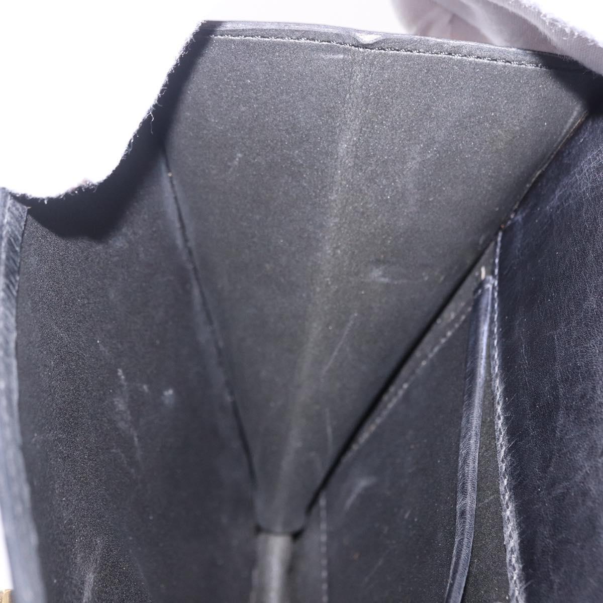 CELINE Hand Bag Leather Black Gold Auth 123571