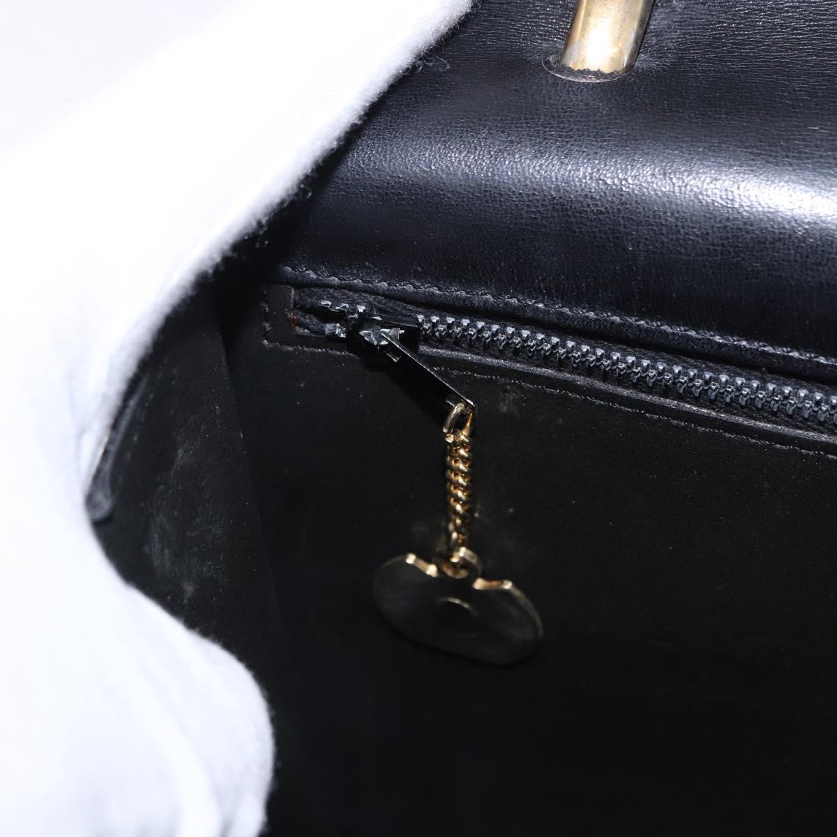 CELINE Hand Bag Leather Black Gold Auth 123571