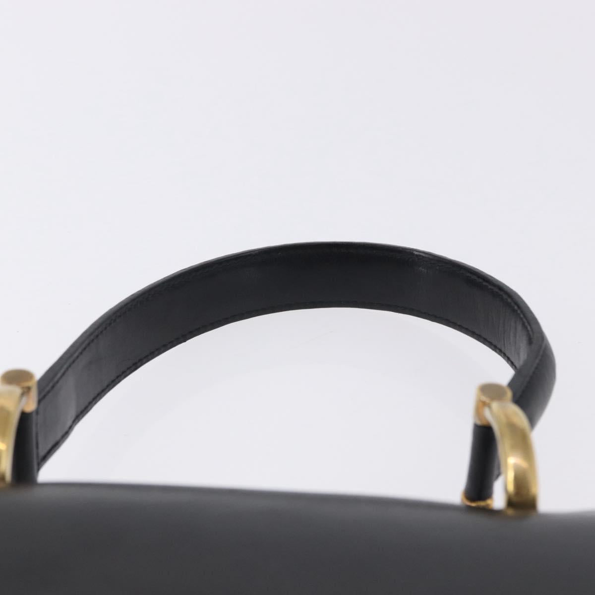 CELINE Hand Bag Leather Black Gold Auth 123571