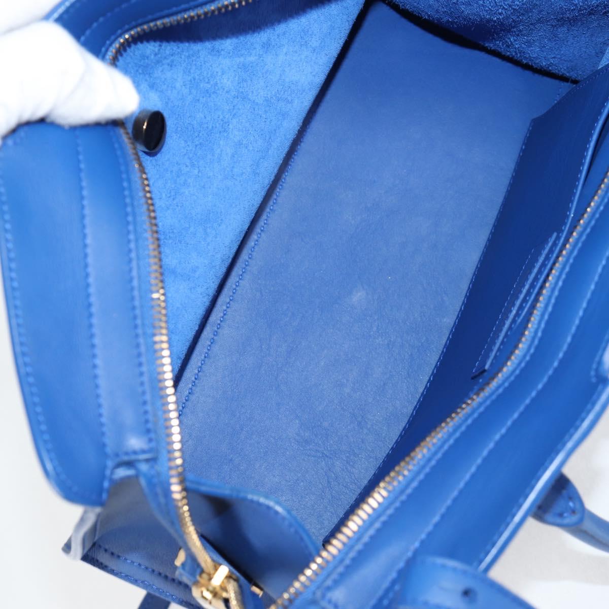 SAINT LAURENT Baby Kabas Hand Bag Leather 2way Blue Gold Auth 123590M
