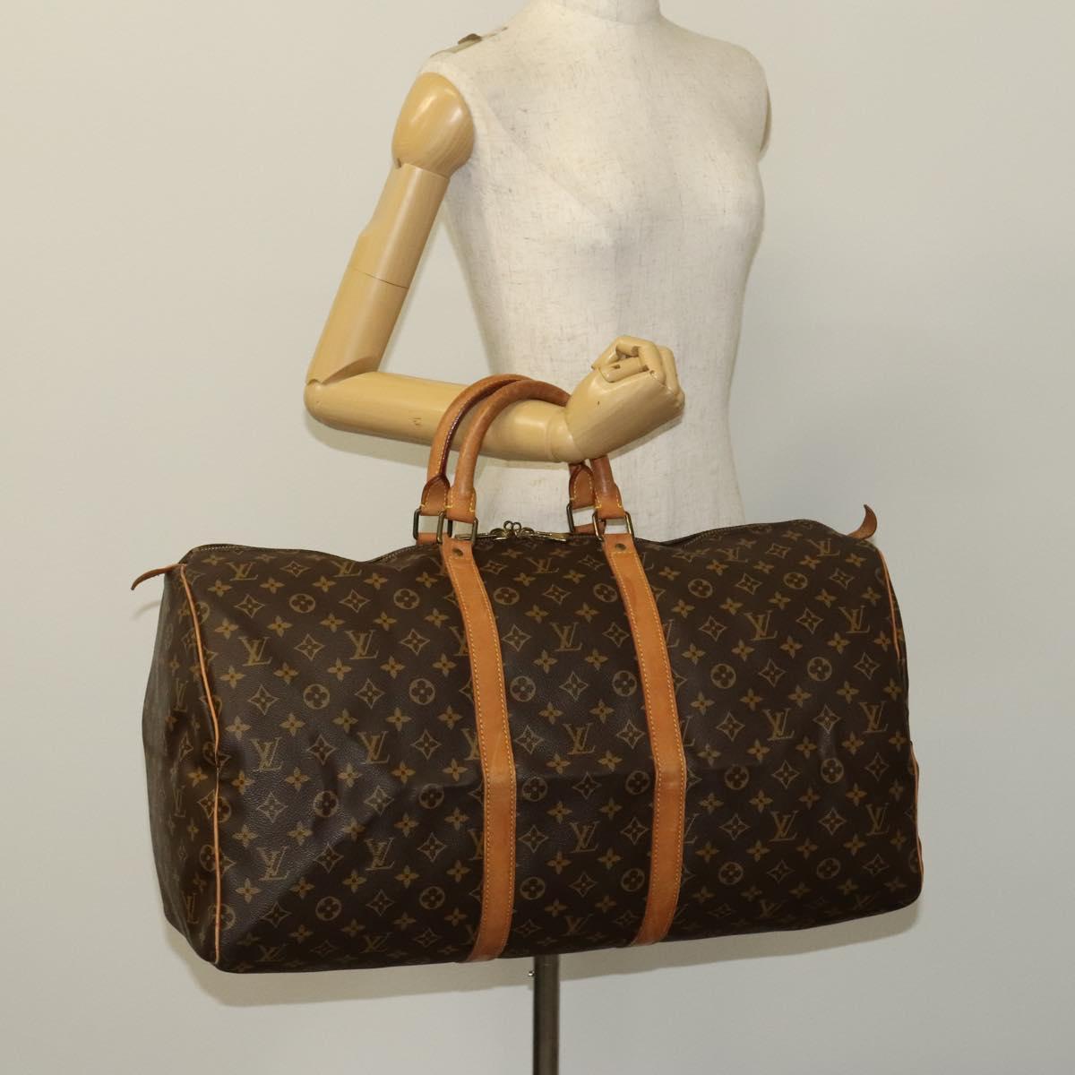 LOUIS VUITTON Monogram Keepall 55 Boston Bag M41424 LV Auth 123604