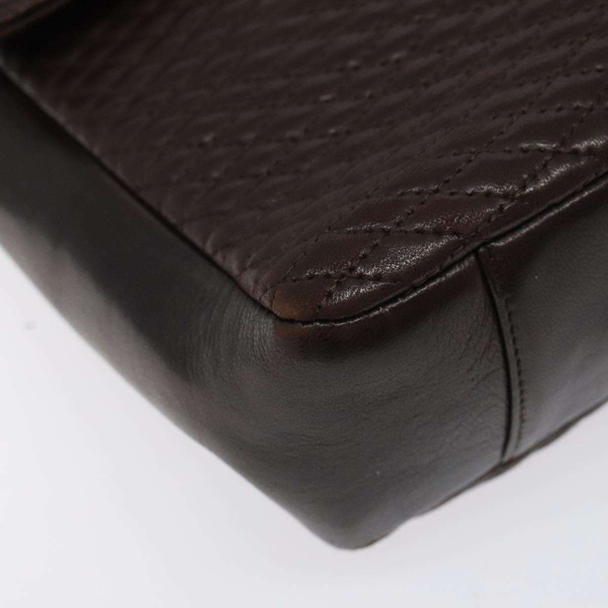 BALLY Quilted Chain Shoulder Bag Leather Black Gold Auth 123611