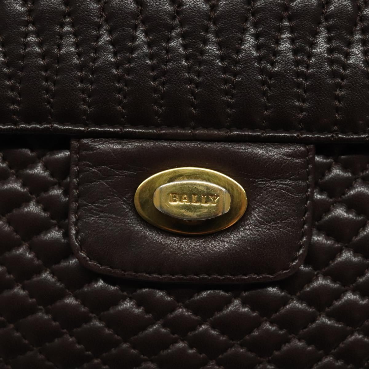 BALLY Quilted Chain Shoulder Bag Leather Black Gold Auth 123611