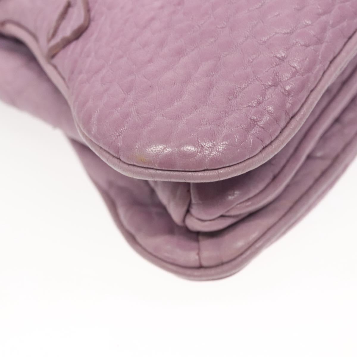 Salvatore Ferragamo Shoulder Bag Leather Purple Silver Auth 123639