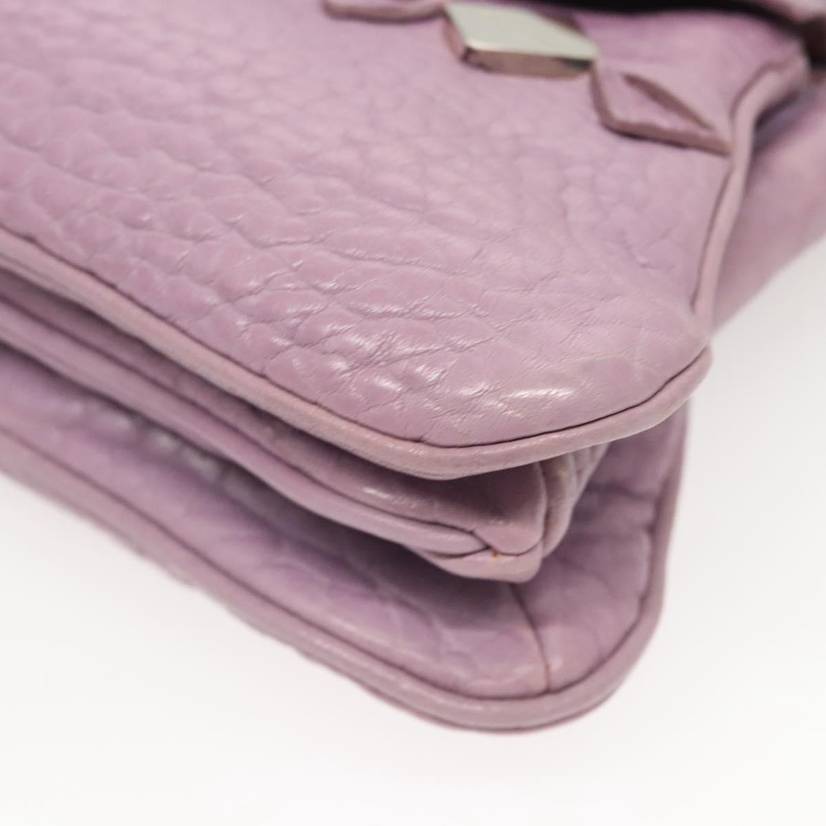Salvatore Ferragamo Shoulder Bag Leather Purple Silver Auth 123639