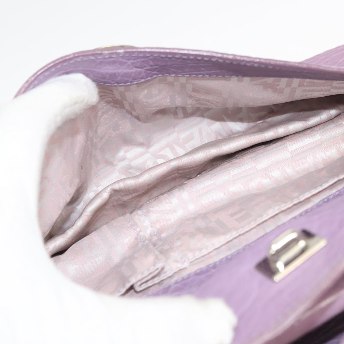 Salvatore Ferragamo Shoulder Bag Leather Purple Silver Auth 123639