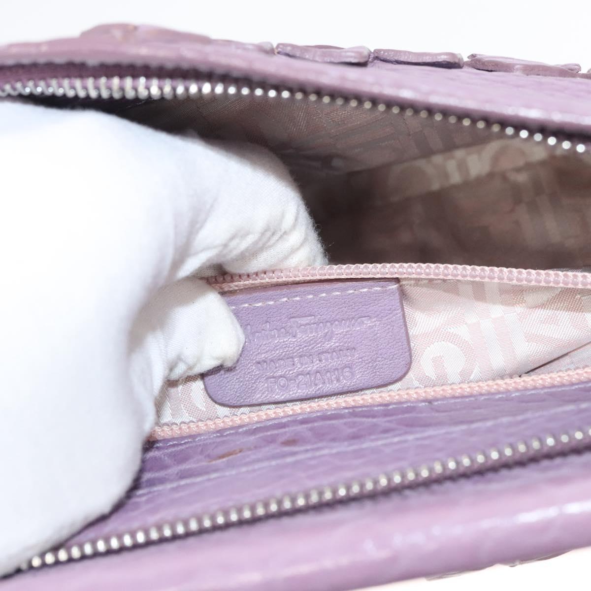 Salvatore Ferragamo Shoulder Bag Leather Purple Silver Auth 123639