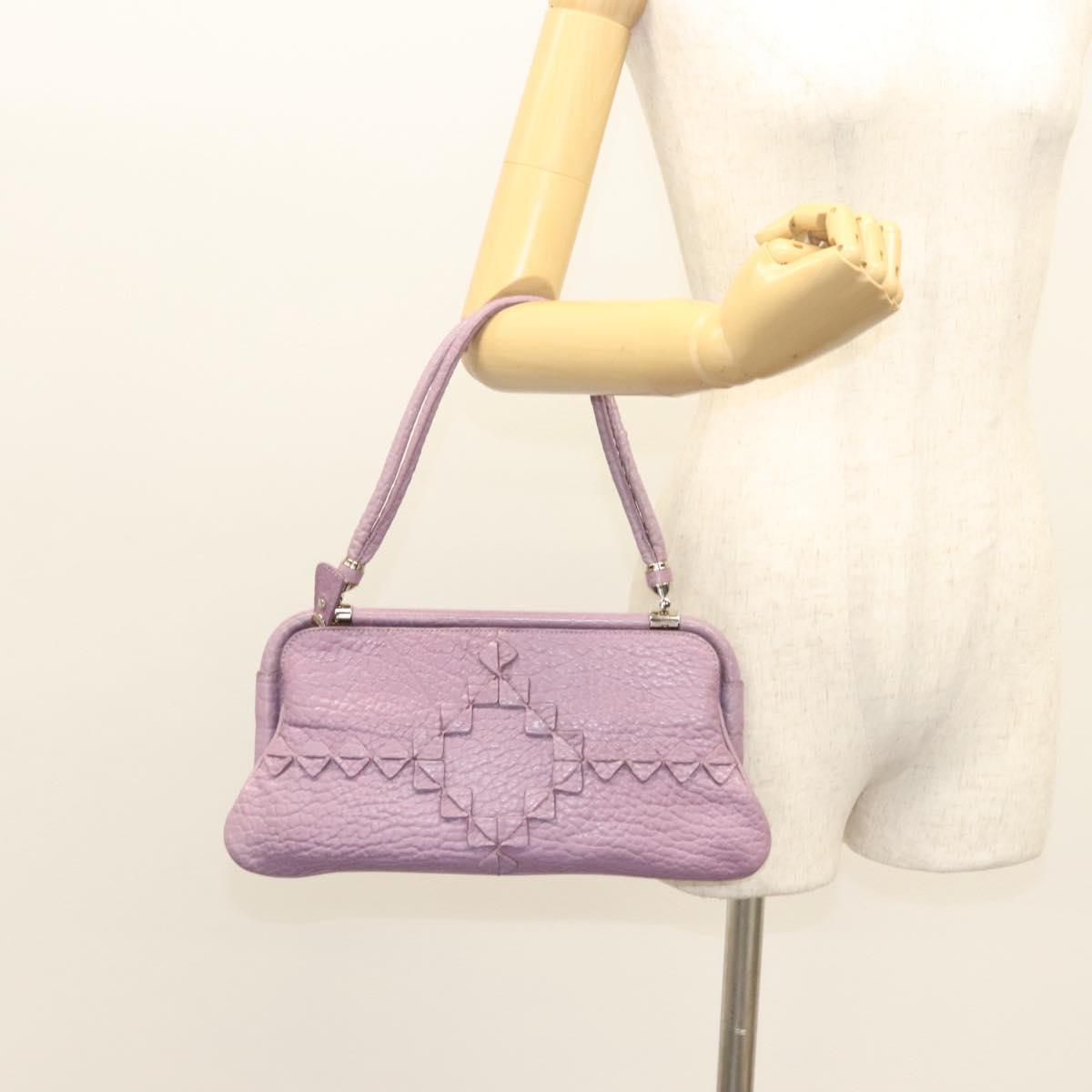 Salvatore Ferragamo Shoulder Bag Leather Purple Silver Auth 123639