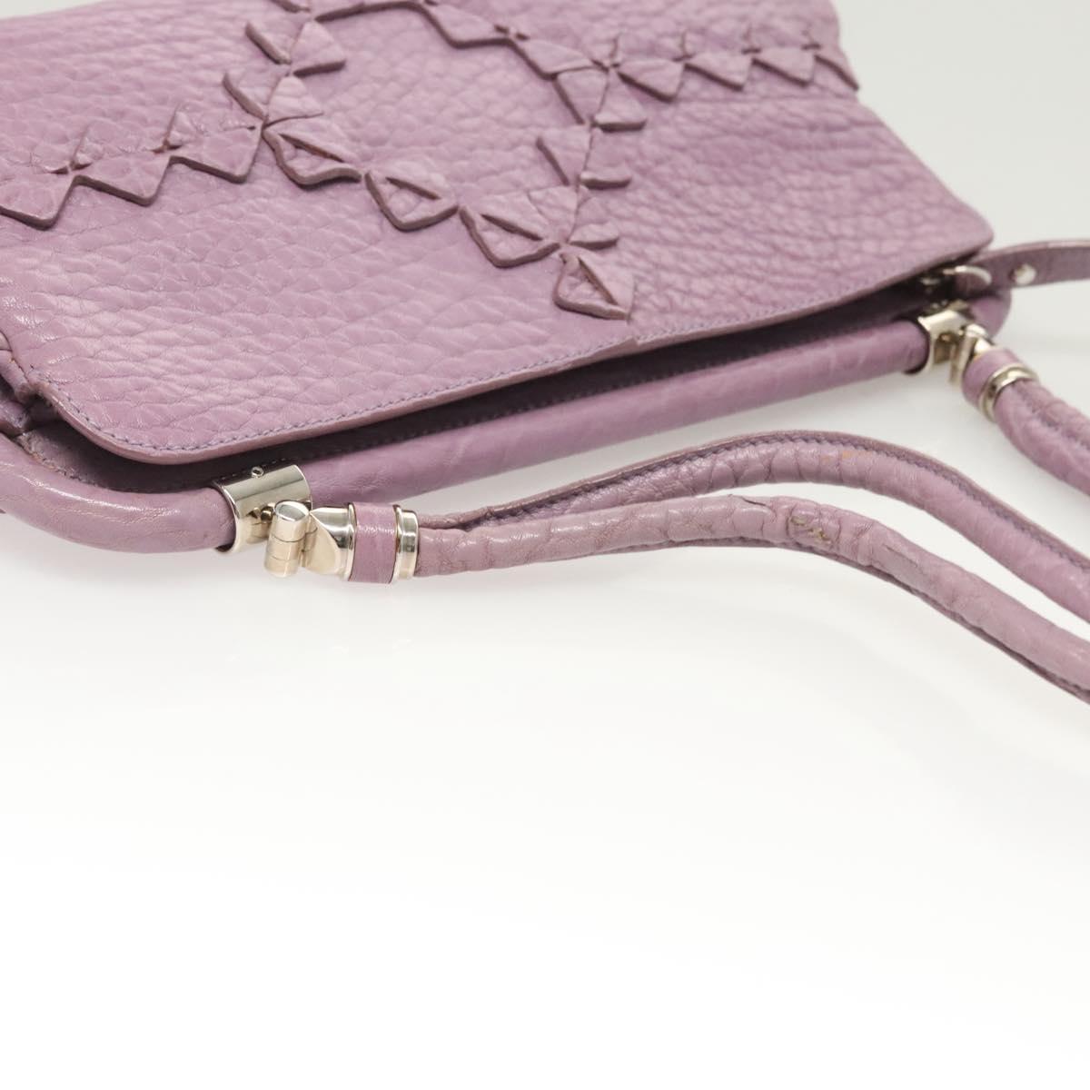 Salvatore Ferragamo Shoulder Bag Leather Purple Silver Auth 123639