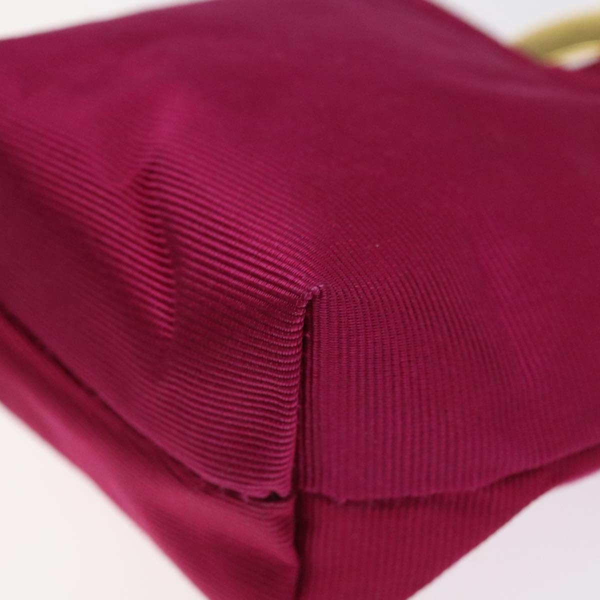 CELINE Circle Pouch Nylon Pink Gold Auth 123645