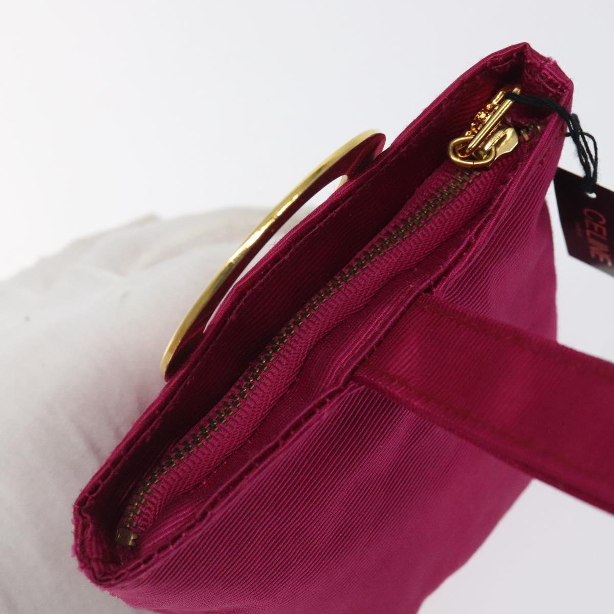 CELINE Circle Pouch Nylon Pink Gold Auth 123645