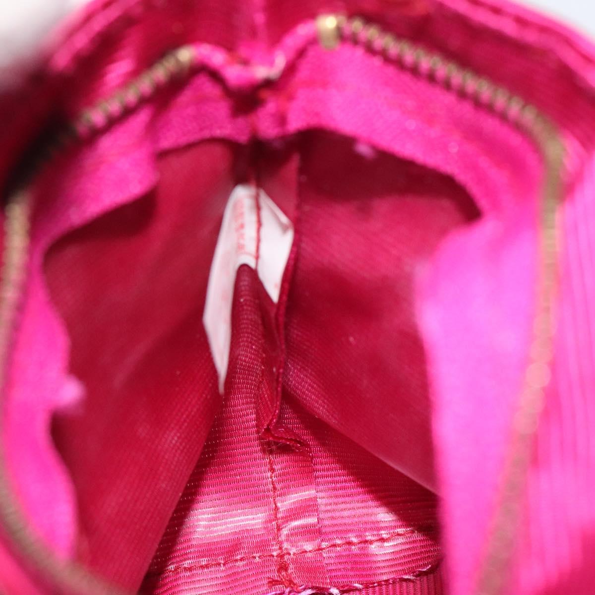 CELINE Circle Pouch Nylon Pink Gold Auth 123645