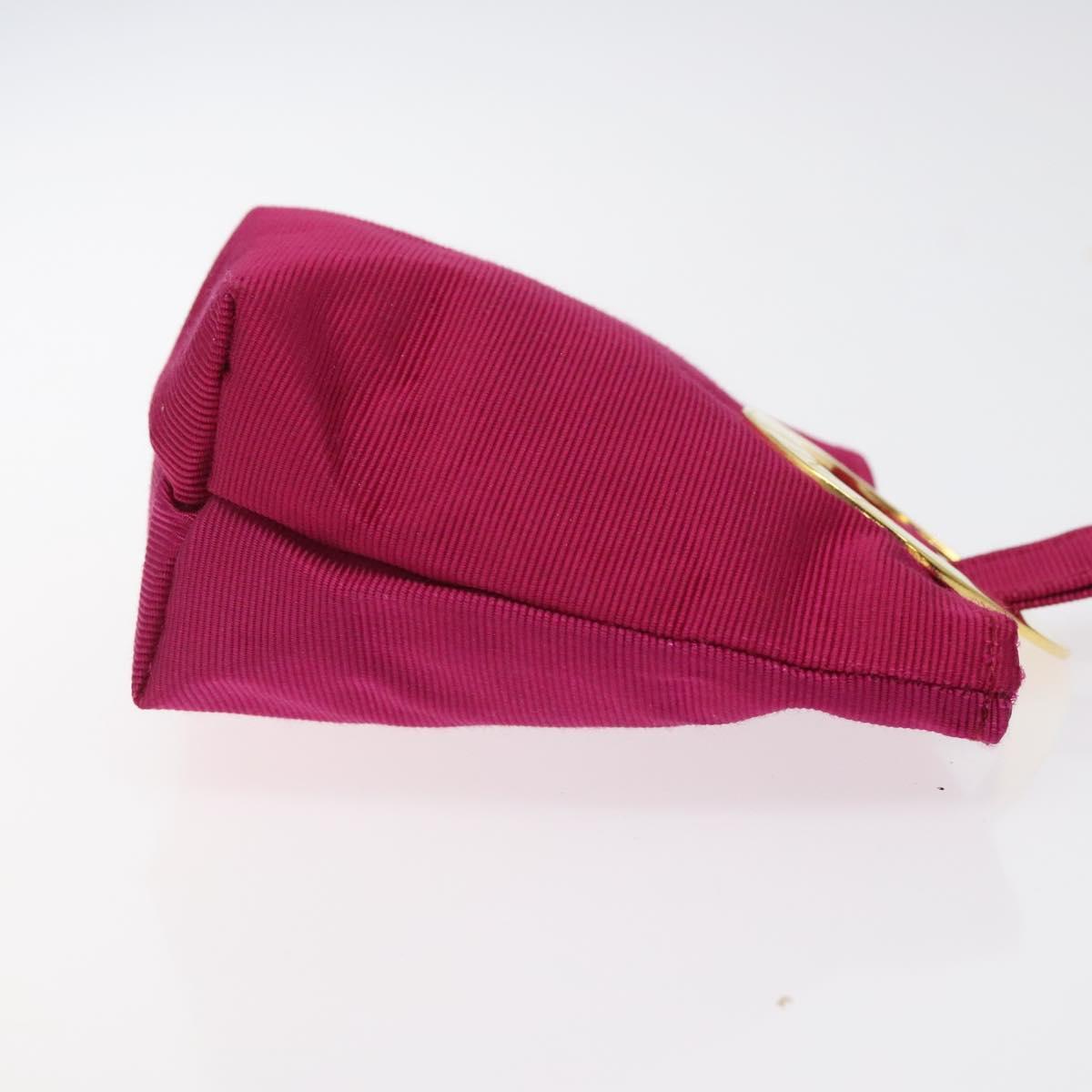 CELINE Circle Pouch Nylon Pink Gold Auth 123645