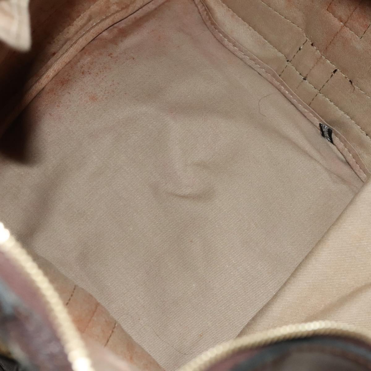 Christian Dior Trotter Canvas Shoulder Bag Brown Gold Auth 123655