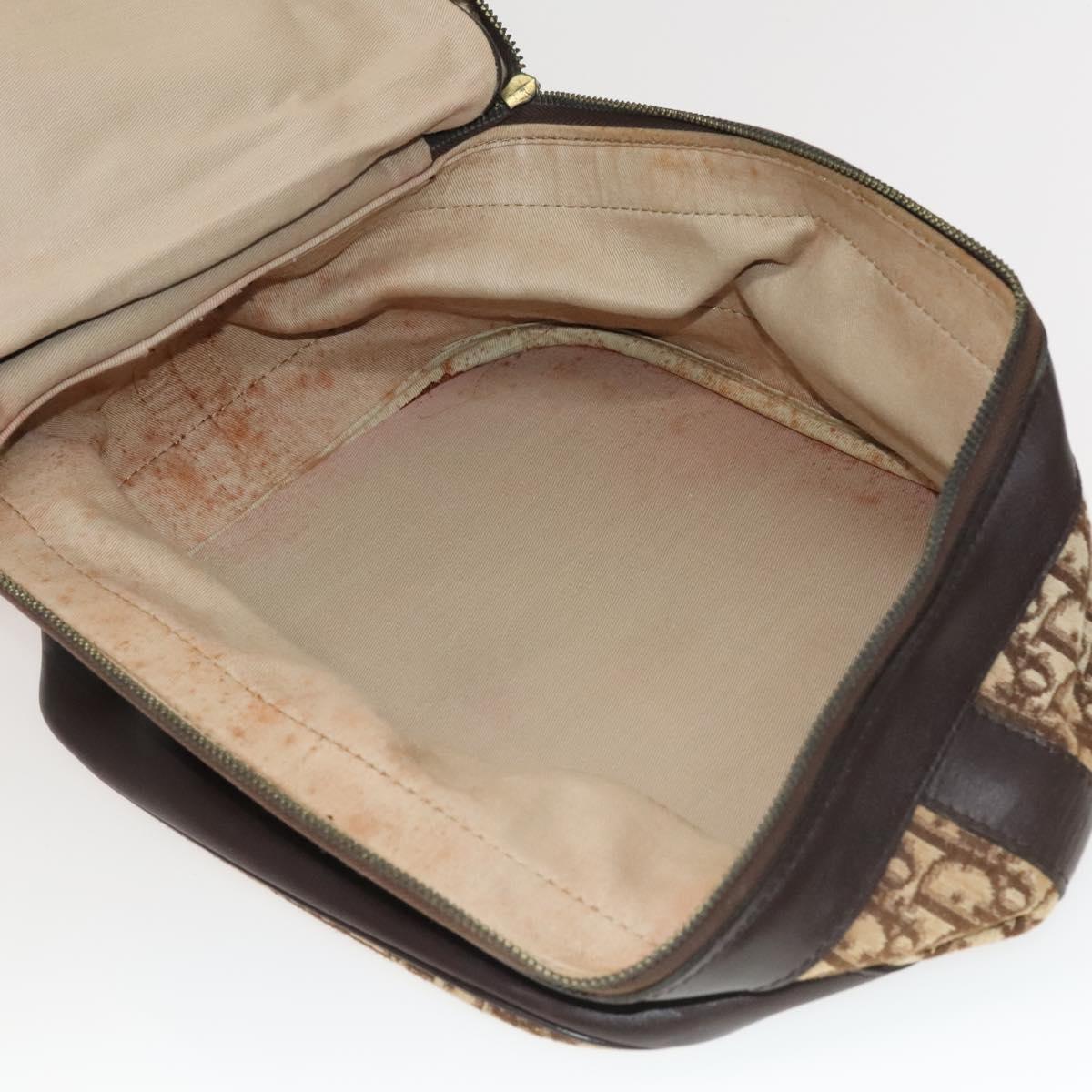 Christian Dior Trotter Canvas Shoulder Bag Brown Gold Auth 123655