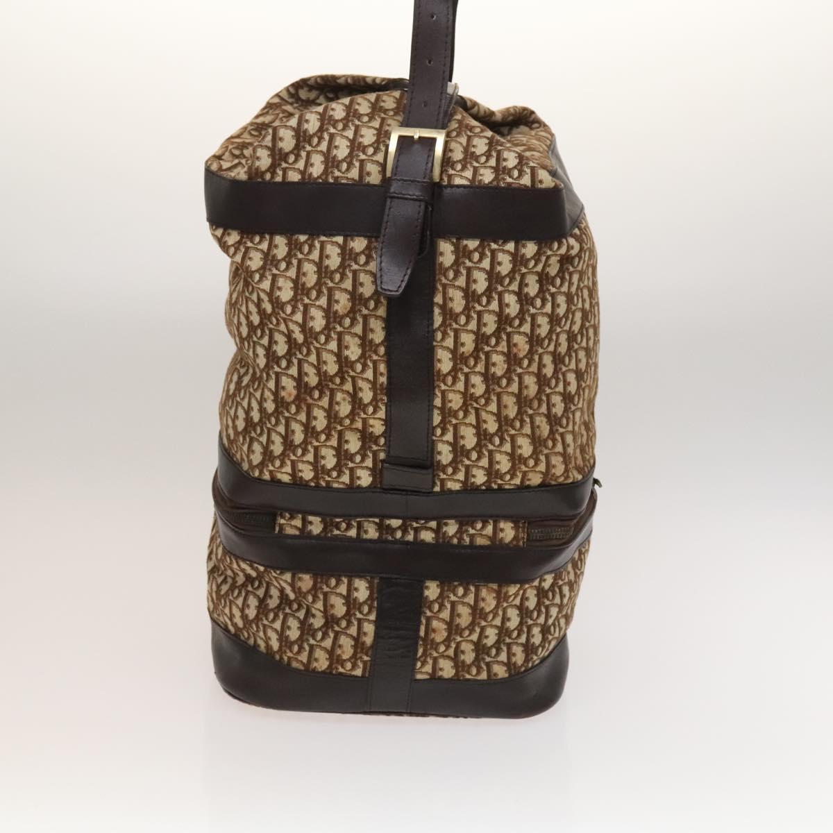 Christian Dior Trotter Canvas Shoulder Bag Brown Gold Auth 123655