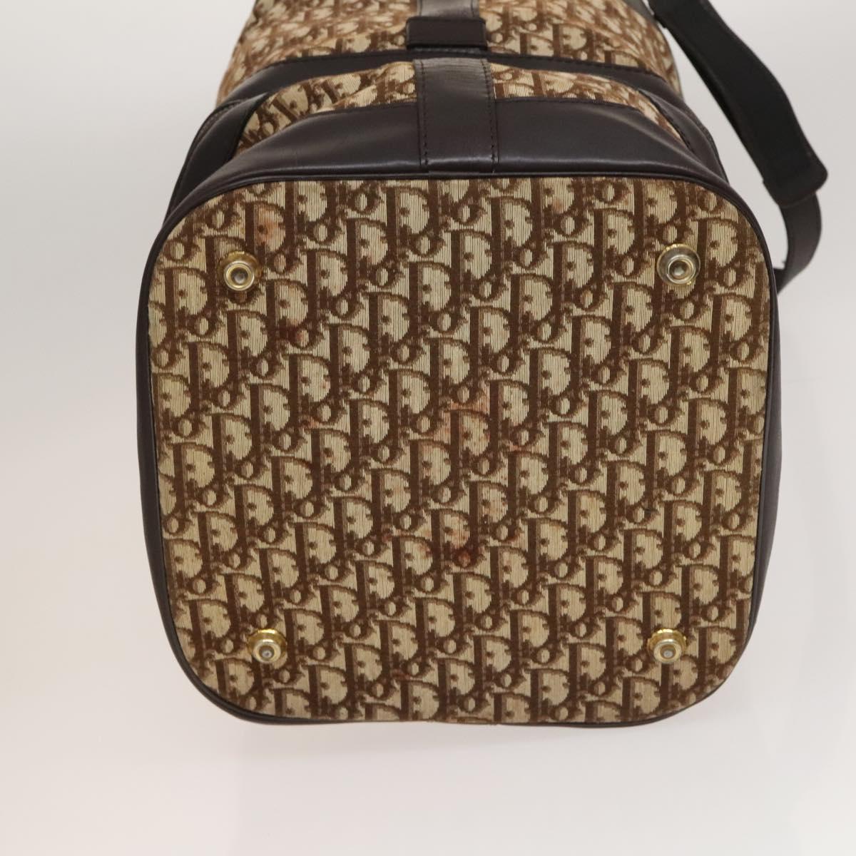 Christian Dior Trotter Canvas Shoulder Bag Brown Gold Auth 123655