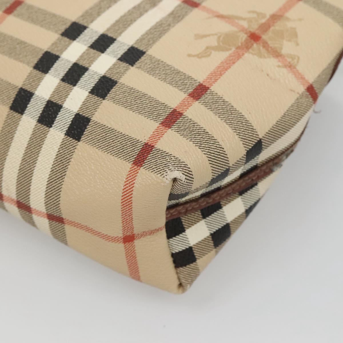 Burberrys Nova Check Shoulder Bag PVC Beige Gold Auth 123676